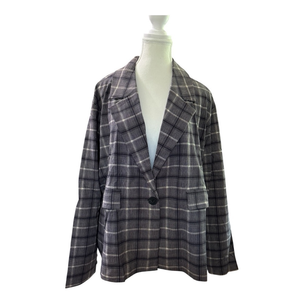 Wynne Layers Women’s Plaid Blazer Jacket – Size 1X – New